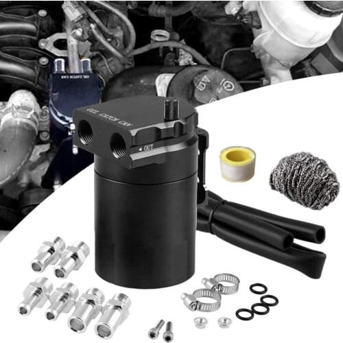 300ml Polish Baffled Universal Aluminum Oil Catch Can Reservoir Tank Black Oil Catch Tank