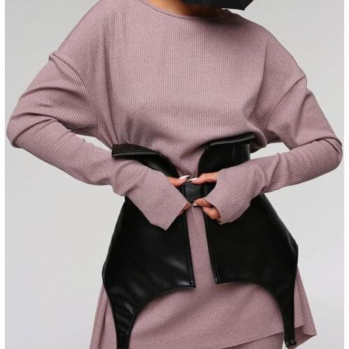 Punk PU Leather Corset Goth Harajuku Buckle High Waist Cummerbund Grunge Streetwear Y2K E Girl 90s Girdle Club Wear