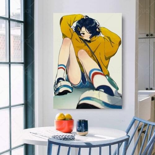 Japanese anime figure poster wonder egg priority home lving bedroom decoration girls’ comics Wall paintings