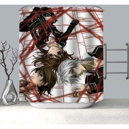 Custom Anime Vampire Knight Shower Curtain Modern Style Set Hook Natural Landscape Home Decoration Bathroom Curtain Frabic Print