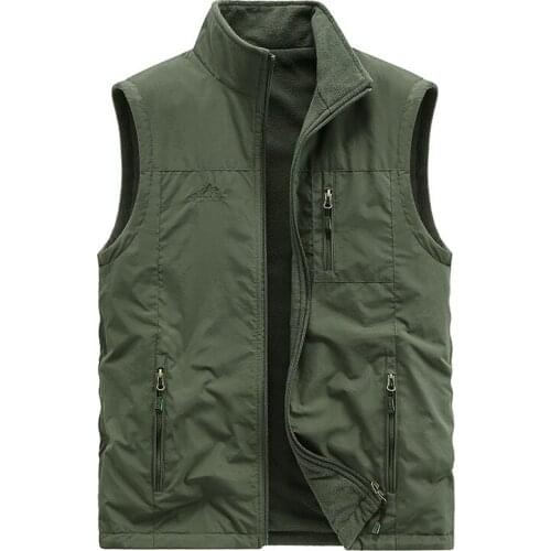 Winter Double-sided Warm Mens Vest Classic All-match Thick Waistcoat Plus Velvet Vest Male Multi-pocket Slim Sleeveless Jacket