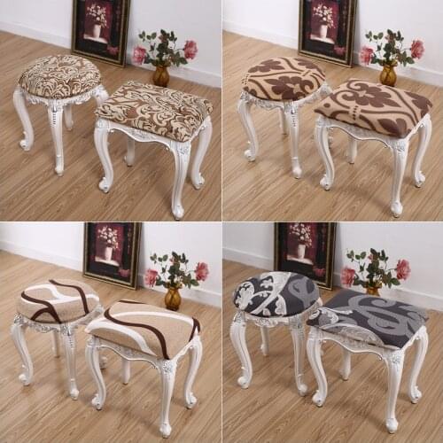1pc Round Dressing Table Stool Chair Covers Square Make Up Seat Chair Slipcover for Bedroom Living Room Elastic European style