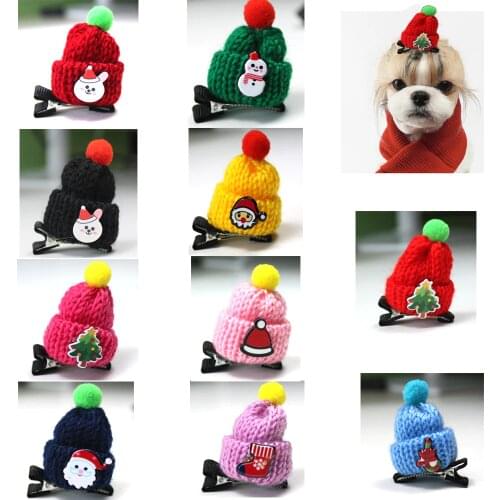 10 Pcs Pet Product Christmas Dog Hair Accessories Santa Claus Pet Dog Hair Bows Alloy Clips Pet Dog Grooming Accessories