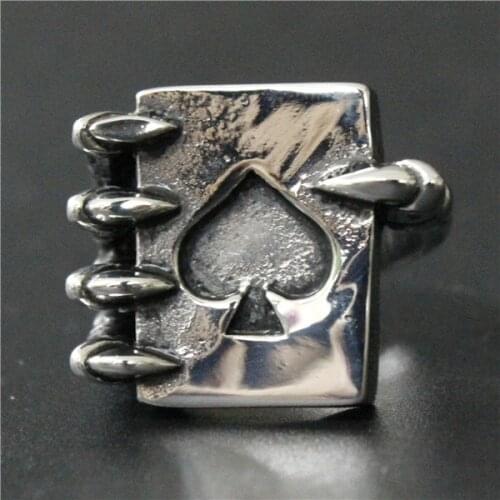 2016 Fashion 316L Stainless Steel Biker Ring Poker Skull Claw Sprade Ring Cool Design Movie Ring