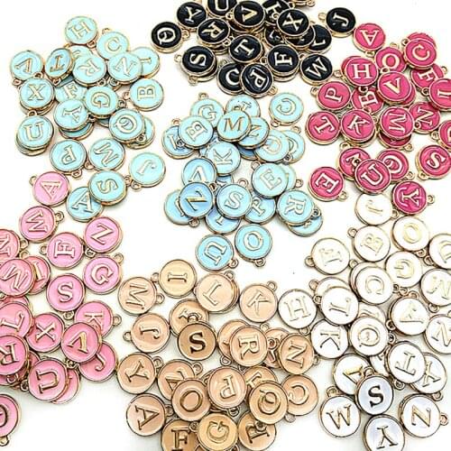 26pcs 12*15mm Enamel A-Z Alphabet Initial Letter Charms Handmade Pendant For Diy Bracelet Jewelry Making DIY Craft Making