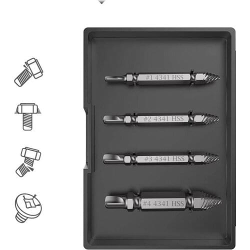 4Pcs/Set Screw Extractor Damaged Screw Extractor Drill Bit Extractor Drill Set Broken Speed Out Bolt Extractor Stud Remover Tool
