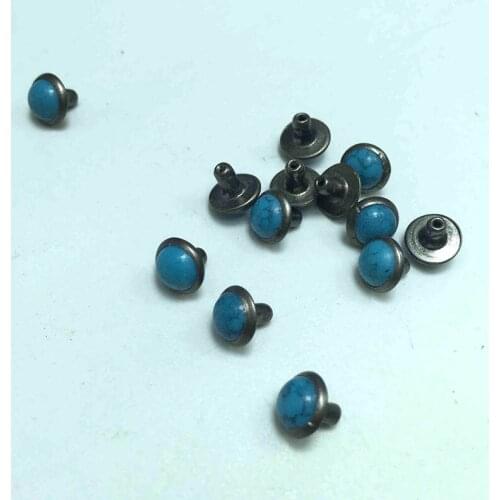 7mm turquoise in Gunmetal / Black frame Rivet Stud decorative item