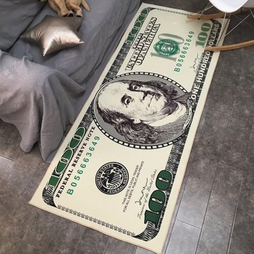 Custom large carpet dollar Colorful Digital printing Crystal fleece Non-slip crawling mat Living room carpet bedroom floor mat