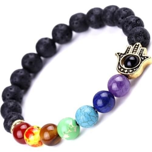Hamsa Hand 7 Chakra Beaded Bracelets for Women Men Fashion Fatima Hand SHOW NICE Jewelry