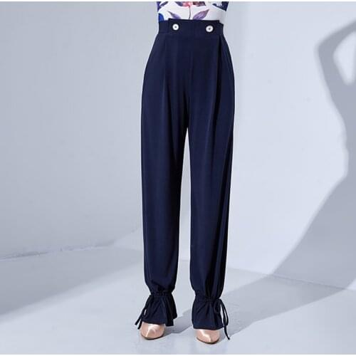Latin Dance Pants For Women Casual Loose Practice Clothes High Waist Tango Ballroom Performance Costume Training Trousers YS1857