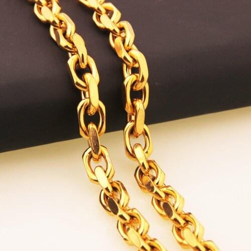 7-40inch Custom Size 8mm Wide 316L Stainless Women Mens Gold Rolo Link Chain Necklace Oval Chain Jewelry