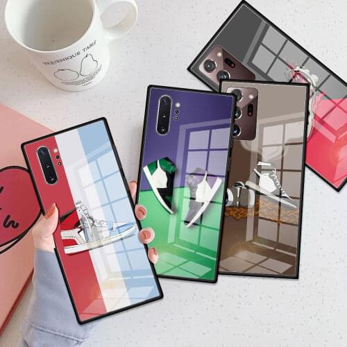 Sneakers Shoe Tempered Glass Phone Case For Samsung Galaxy S21 S20 FE S10 Note 10 Lite 20 Ultra S9 Plus S8 9 S10e Cover