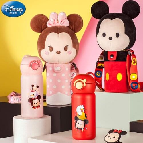 Disney Childrens Straw Cartoon Thermostat Stainless Steel Cartoon Thermostat comes with a doll cup set for boys and girls