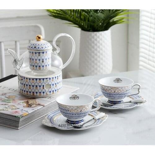 European bone china coffee cup mug saucer high quality ceramic glass teapot english afternoon tea set plate / cafe drinking set