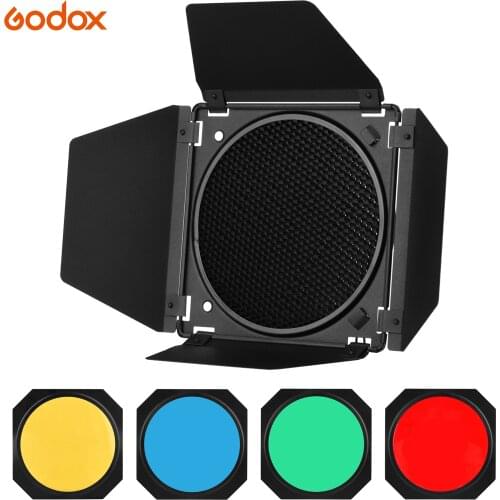 Godox BD-04 Barn Door Barndoor Honeycomb 4 Color Gel Filters for 7 Inch Standard Reflector for GODOX SL60W SL150II SK400II