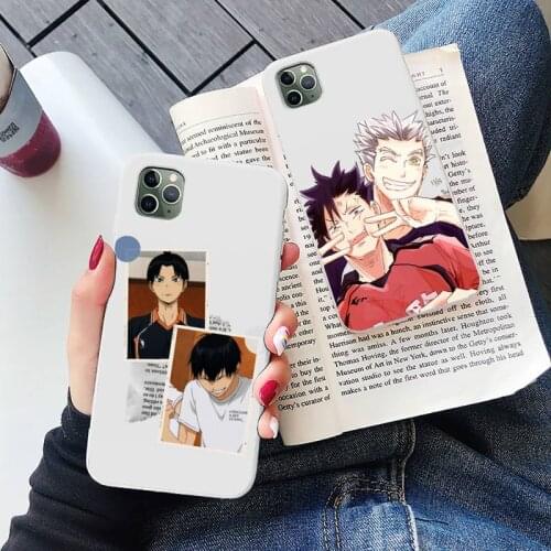 Haikyuu anime Phone Case Candy Color for iPhone 6 6S 7 8 11 12 XS X SE 2020 XR mini pro Plus MAX soft TPU mobile bags coque