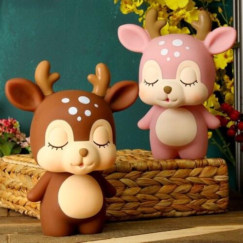 Deer Piggy Bank Cartoon Cute Creative Coin Bank Money Box Piggy Bank Adorable Gift Saving Pot WF9185