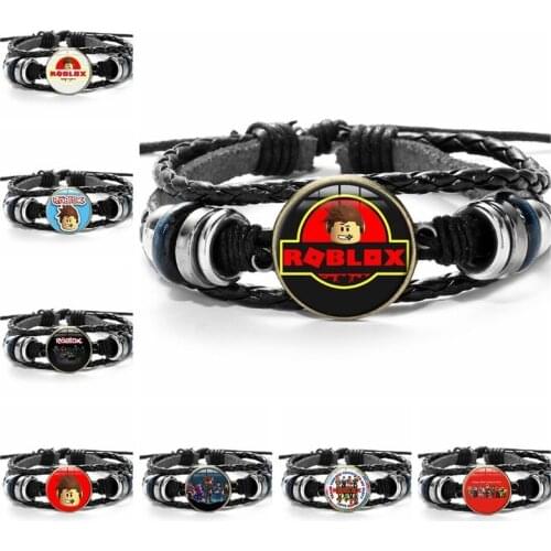 Roblox Game Time Gem Leather Bracelet Toys Multilayer Leather Braided Multi Layer Wrap Trendy Braided jewelry Kids Badges