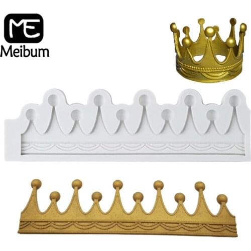 Meibum Crown Silicone Fondant Cake Mold Prince Princess Child Birthday Party Paste Sugar Craft Cupcake Topper Decorating Mould