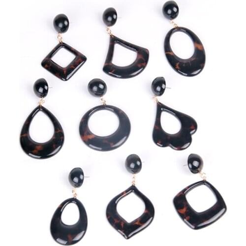 GuanLong Trendy Long Dangle Resin Earring for Women Big Geometric Acrylic Drop Earrings Multiple Styles Fashion Jewelry Brincos