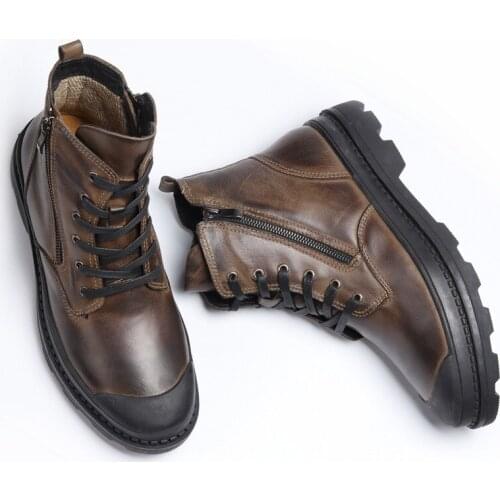Autumn and Winter Mens Martin Boots Leather Mens Boots Handmade Retro Leather Boots Genuine Leather Mens Shoes
