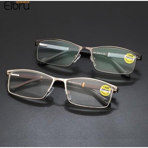 Elbru Full Frame Metal Men Business Reading Glasses for Reader Mens Presbyopic Optical Glasses +1.0 +1.5 +2.0 +2.5 +3 +3.5 +4.0