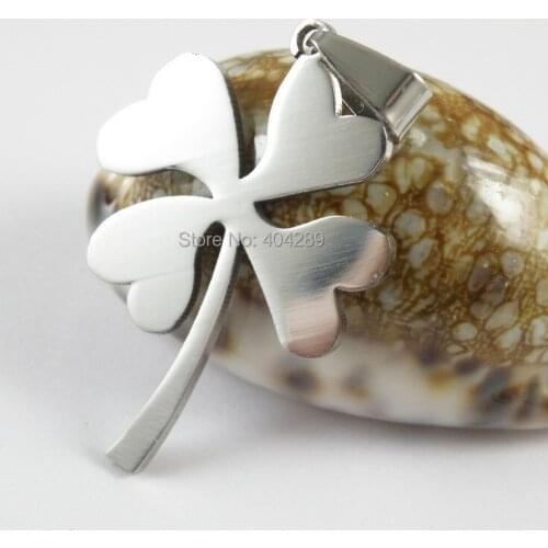 Wholesale 12PCS Stainless Steel Lucky 4 Leaf Clover Pendant Necklace,Best price for more Quantity