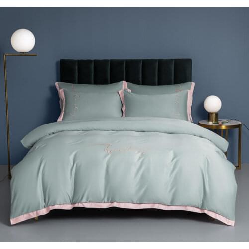 Satin Polyester Quilt Cover Queen King Size Bedclothes For Double Bed Soild Color Plain Dyed Duvet Covers(No Pillowcase)