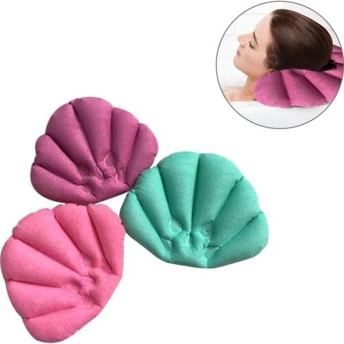 Bath Pillow Inflatable Spa Pillow Soft Back Neck Cushion with Suction Cups for Bathtub Bathroom Accessories (Random Color)