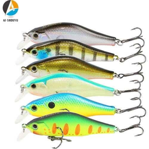 AI-SHOUYU Minnow Fishing Lures 70mm/9.5g Suspending Artificial Magnetic Hard Bait Bass Pesca Wobblers Crankbait Fishing Tackle