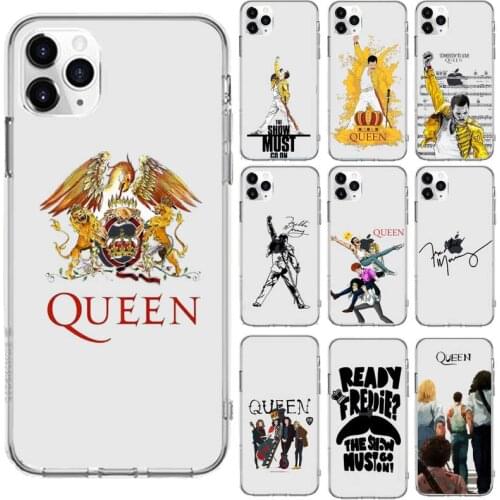 Freddie Mercury Queen Phone Case Transparent for iPhone 6 7 8 11 12 s mini pro X XS XR MAX Plus cover funda shell