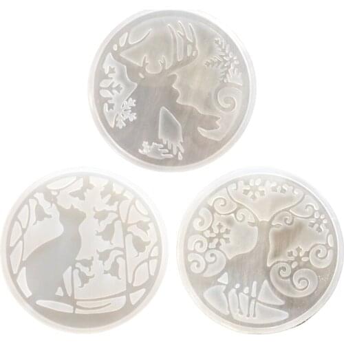 Cat Christmas Elk Pendant Crystal Epoxy Resin Mold DIY Crafts Decorations Jewelry Making Tool Ornament Silicone Mould