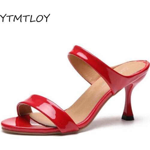 White black Red heels slippers women high heels flip flops slides party shoes new Summer Slippers Zapatillas De Mujer Womens