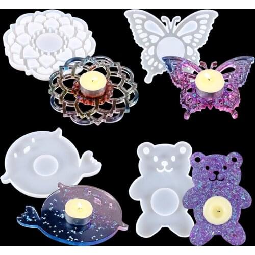 Lotus Butterfly Dolphin Bear Coaster Silicone Mold Jewelry Craft Casting Epoxy Resin Mold Home Table Decoration