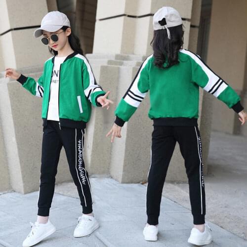 Sports Suit for Girls 3PCS/Set Children Clothes Cotton Hoodie + T-shirts + Pants Kids Tracksuit for Girls 5 6 8 9 10 12 13 Years