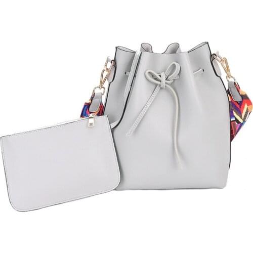 New 2018 Women bag with Colorful Strap Bucket Bag Women PU Leather Shoulder Bags Brand Designer Ladies Crossbody messenger Bags