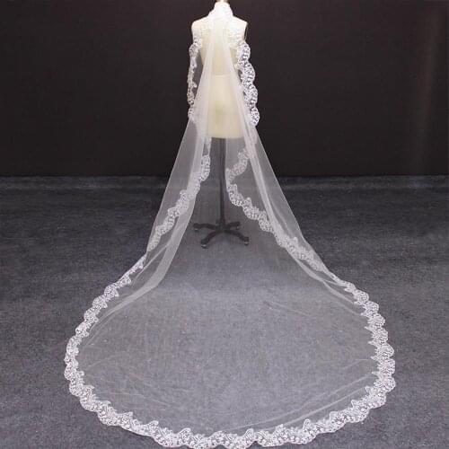 Cathedral Wedding Veil with Lace Edge 3 Meters Long Bridal Veil with Comb New Elegant White Ivory 300cm Veil Wedding Accessories