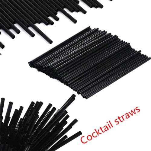 100pcs Black Cocktail Straws Black Plastic Straw For Birthday Wedding Decorative Party Event Drinking Straws