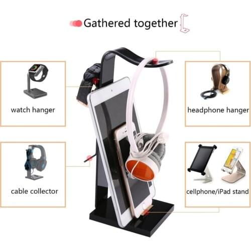 Universal Gaming Headset Headphone Holder Display Acrylic Hanger Bracket with Cable Organizer Stand For Phone Ipad