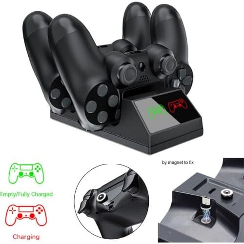 PS4 Controller Charger Station Dual USB Charging Station for PS4/PS4 Pro/PS4 Slim Controller Magnet Charge Dock & LED Indicator