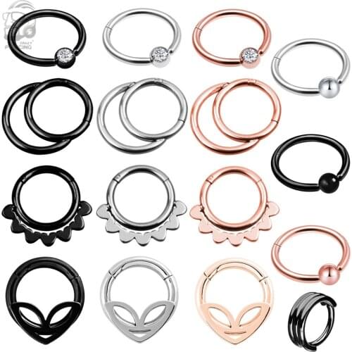 1PC 16G Stainless Steel CZ Nose Ring Stud Septum Ear Tragus Cartilage Daith Piercing Earrings Helix Conch Piercings Body Jewelry