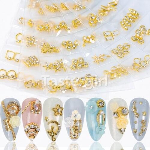 1Pack 30PCS gold alloy nail art decorations rhinestones nail charms jewelry nails accessories manicure supplies tools RS