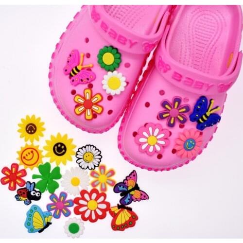 10PCS Colorful Flowers and Flyings Pvc Cabochon Shoe Decoration Croc Shoe Charms Kids Girls DIY Craft Gifts