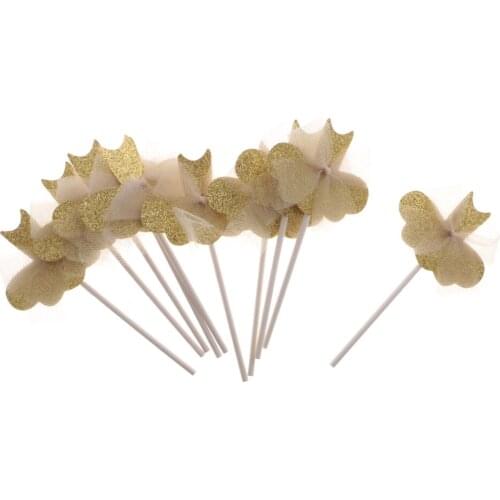 10x Glitter Princess Tulle Dress Cake Topper Wedding Party Baking Decor