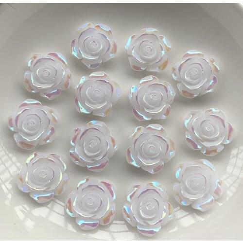 15mm resin white AB color rose flat back concave corner DIY jewelry/craft home decor accessories