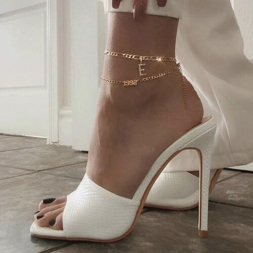 2021 Geometric Beaded Boho Gold Classic 1992 Crystal Letter Chain Anklet Summer Multi-layered Beach New Handmade Jewelry Gift