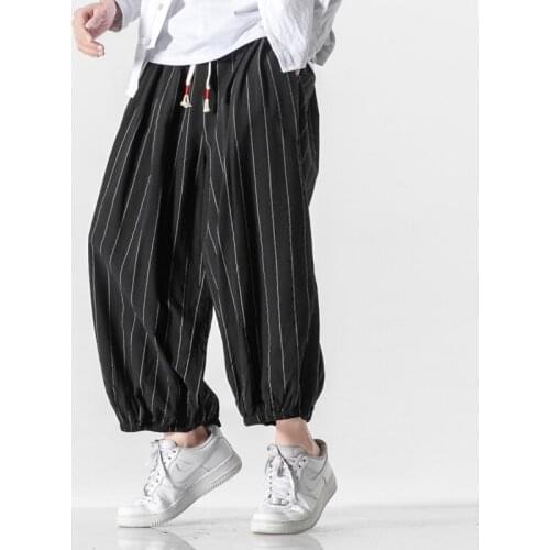 2021 Mens Wied Leg Pants Joggers Casual Striped Elastic Waist Loose Sweatpants Harajuku Streetwear Male Trousers Oversized 5XL