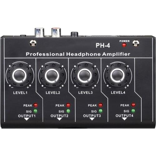 4 Channels Mini Headphone Ultra-Compact Amplifier 6.35mm/3.5mm Stereo Output