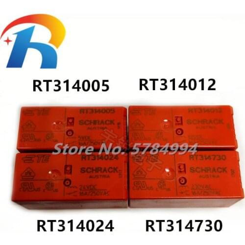 5Pcs/lot 100% New Original TE SCHRACK RT314005 5VDC RT314012 12VDC RT314024 24VDC RT314730 230VAC 16A250VAC DIP8 Power Relay