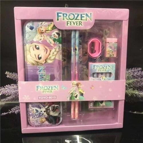 7-piece Disney Stationery Set Cartoon Princess Stationery Box Watercolor Pen Eraser Pencil Sharpener Set School Supplies Gift